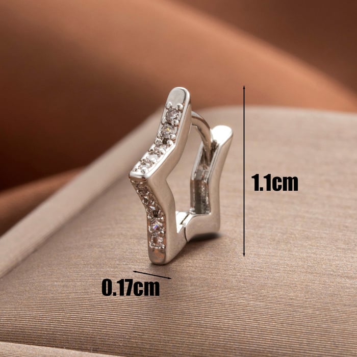 1 Piece Simple Series Classic Star Shape Copper Silver Color Material Zircon Women's Hoop Earrings 